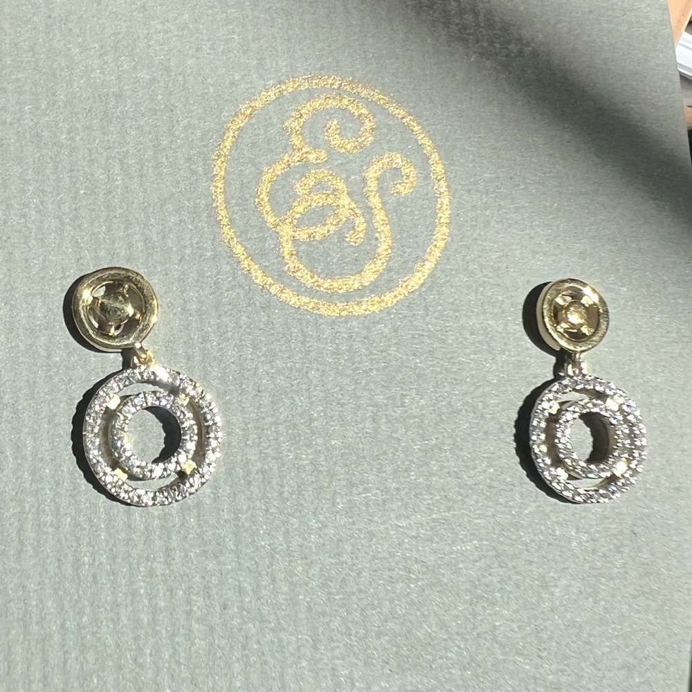 Diamond & 14K gold plated sterling silver earrings (.925 SS)